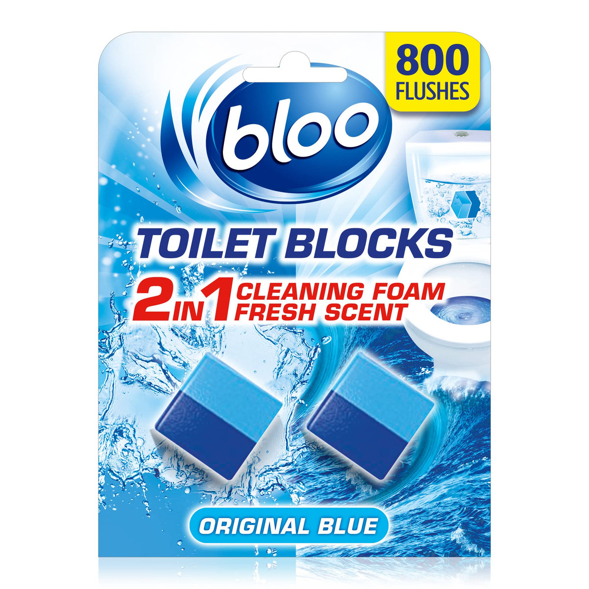 Bloo New Toilet Blocks Limescale Remover, Original Blue, Pack of 2