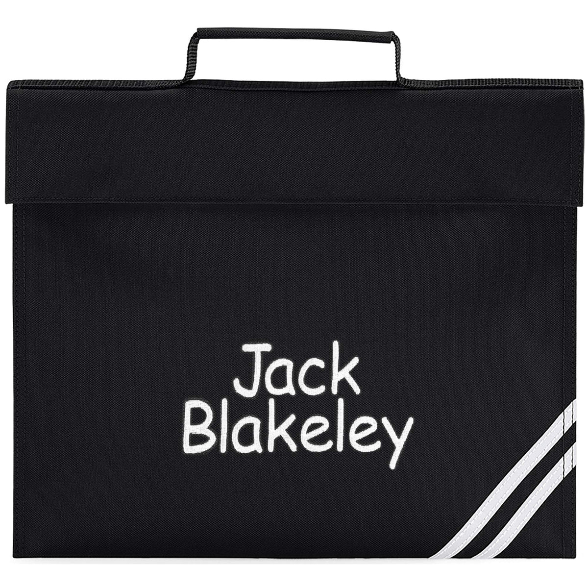 Personalised Embroidered Name School Book Bag (Black)