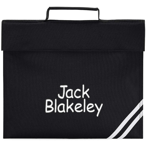 Personalised Embroidered Name School Book Bag (Black)