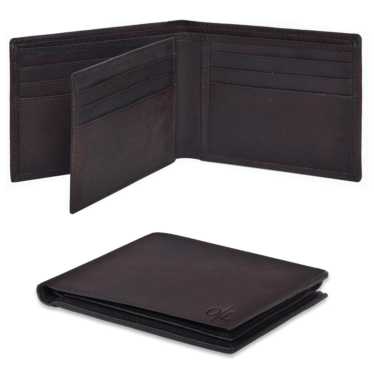 Brown Leather Wallet For Men | 9 Credit Card Slots | Bi Fold | RFID Wallet Blocking | Gift For Men | Front Wallet