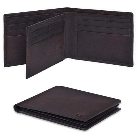 Brown Leather Wallet For Men | 9 Credit Card Slots | Bi Fold | RFID Wallet Blocking | Gift For Men | Front Wallet