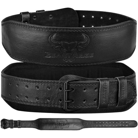BEAST RAGE Weight Lifting Belt for Men & women, Leather Gym Belt for Weightlifting, 4ÃƒÆ’Ã†â€™Ãƒâ€šÃ‚Â¢ÃƒÆ’Ã‚Â¢ÃƒÂ¢Ã¢â€šÂ¬Ã…Â¡Ãƒâ€šÃ‚Â¬ÃƒÆ’Ã¢â‚¬Å¡Ãƒâ€šÃ‚Â Padded Lumber Back Support, 10 Adjustable holes, Ideal for Powerlifting, dead lifting(XL, BLACK)
