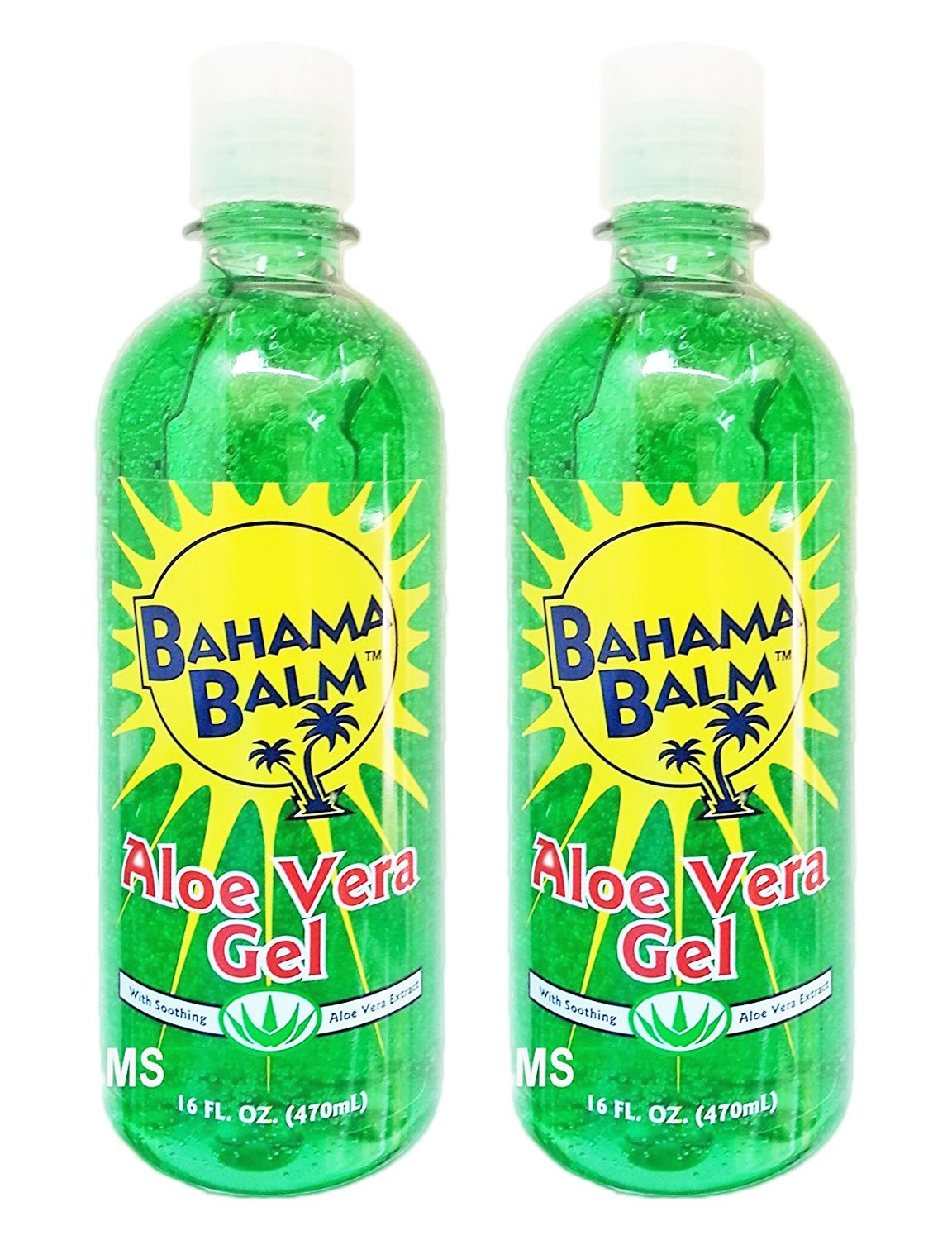 Set of 2 Bahama Balm 16oz Aloe Vera Gel After Sun Skin Care - Cools & Soothes - Helps Minimize Drying and Peeling Skin!