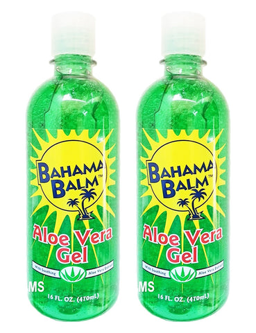 Set of 2 Bahama Balm 16oz Aloe Vera Gel After Sun Skin Care - Cools & Soothes - Helps Minimize Drying and Peeling Skin!