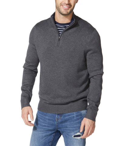 Nautica Men's Quarter-Zip Sweater, Charcoal Heather, 3X-Large
