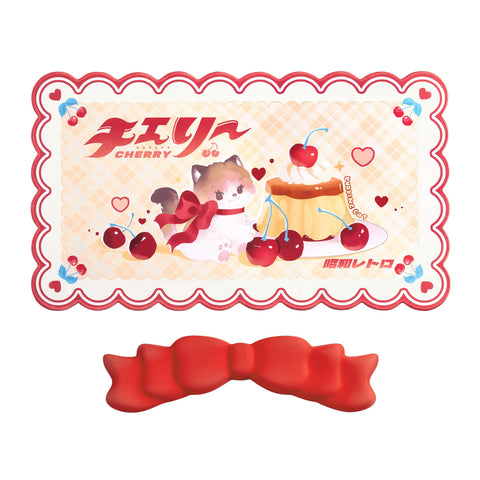 GeekShare Kawaii Mouse Pad Wrist Rest Set, Non-Slip Rubber Base Desk Mat and Memory Foam Wrist Rest for Gaming,or Home Office Work - Cat's Milk Tea Shop
