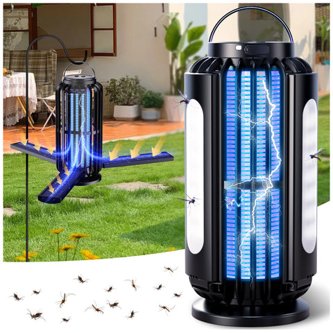 CXRUY Mosquito Zapper, Solar Powered Bug Zapper with LED Light, Cordless Zapper for Patio, Camping, Outdoor, Indoor