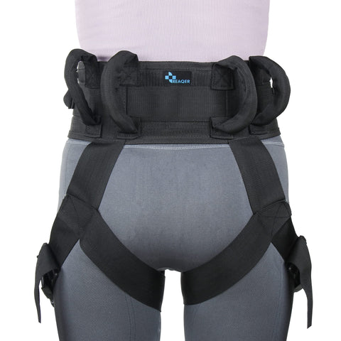 REAQER Gait Belt with Leg Loops Transfer Belt with Handles Metal Buckle Medical Nursing for Seniors, Handicap and Doctors Caretaker Physical Therapists Waist Size(30”-43”)