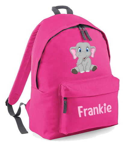 FunkyShirt Cute Elephant Custom Name Bag - Personalised Girls Backback Perfect For School Nursery Or College Rucksack BackpackCustom Name School Bag Girl (Bright Pink, Adults)