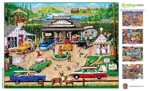Baby Fanatics Masterpieces 550 Piece Jigsaw Puzzle for Adults, Family, Or Kids - Greetings from The National Parks - 18"x24"