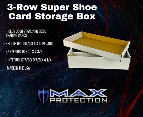 (12) SUPER Shoe 3-Row Storage Box (3000 Ct.) - Cardboard Storage Box - Baseball,Football, Basketball, Hockey, Nascar, Sportscards, Gaming & Trading Cards Collecting Supplies by MAX PRO