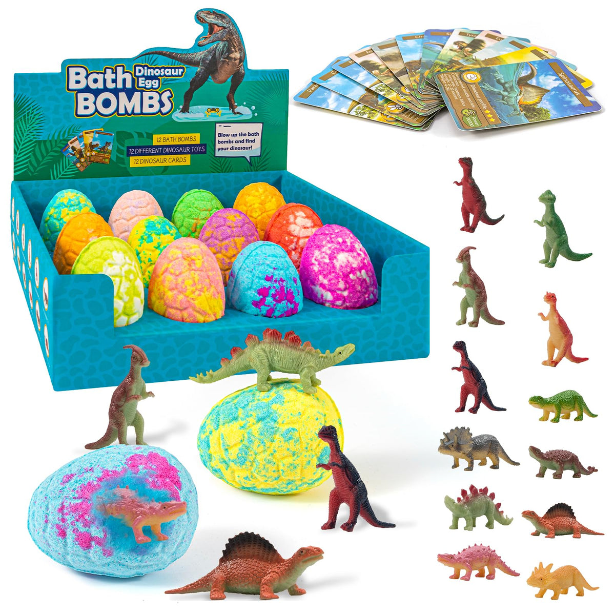 NARBERRY Bath Bombs for Kids with Surprise Toys Inside, Dinosaur Bath Bombs for Boys 12 Pack, Easter Kids Bath Bomb for 3-12 Years Old, Dino Egg Bath Bomb for Girls and Boys,Handmade for Birthday Gift