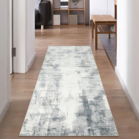 Famibay Runner Rugs for Hallway 65x180cm Carpet Runners Non Slip Grey Hallway Rug Abstract Modern Kitchen Runners Washable Carpet Floor Mat for Hallway Entryway Kitchen
