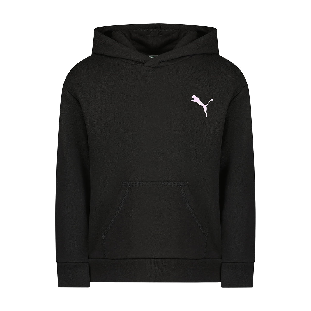 PUMA Girls' Core Logo Fleece Pullover Hoodie, Black, Small