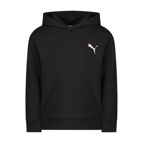 PUMA Girls' Core Logo Fleece Pullover Hoodie, Black, Small