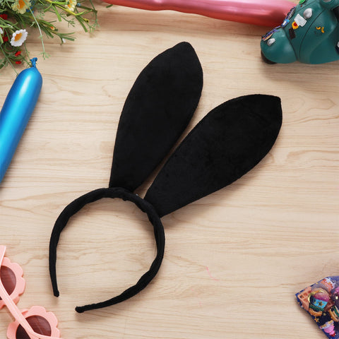 Sibba Bunny Ears Headband 1 Piece Plush Costume Rabbit Hairband Christmas Cosplay Theme Party Favor Hair Styling Accessory Hearwear Play Headpiece Dress Up Decoration Women Girls (Dark Style)