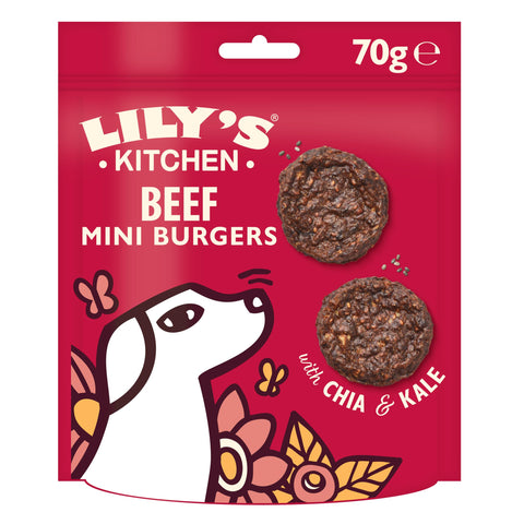 LilyÃƒÆ’Ã†â€™Ãƒâ€šÃ‚Â¢ÃƒÆ’Ã‚Â¢ÃƒÂ¢Ã¢â€šÂ¬Ã…Â¡Ãƒâ€šÃ‚Â¬ÃƒÆ’Ã‚Â¢ÃƒÂ¢Ã¢â€šÂ¬Ã…Â¾Ãƒâ€šÃ‚Â¢s Kitchen Made with Natural Ingredients Adult Dog Treats Packet The Best Ever Beef Mini Burgers Grain-Free Recipes (8 Packs x 70g)