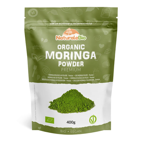 Organic Moringa Oleifera Leaf Powder - Premium Quality - 400g. Bio, Natural and Pure. Leaves Picked from The Moringa Oleifera Plant. NaturaleBio