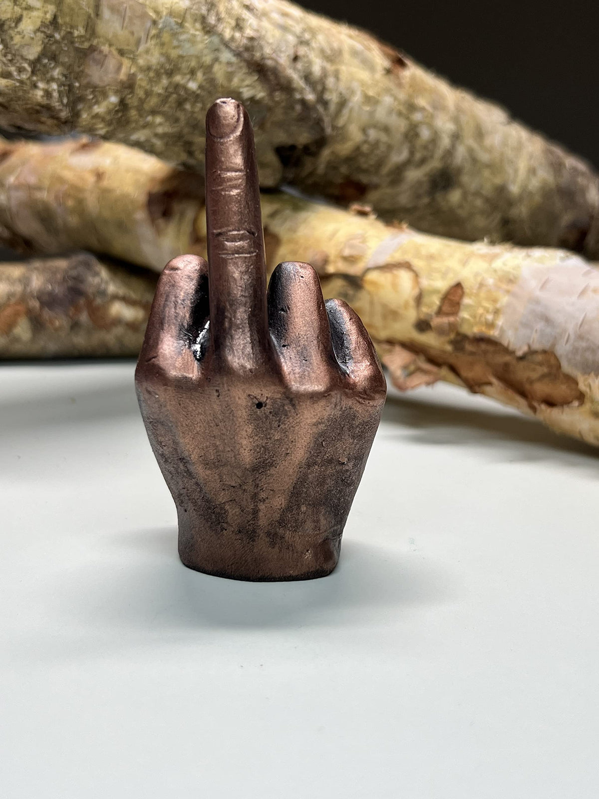 Hand with A Middle Finger Gypsum Statue Bronze Colored (Bronze)