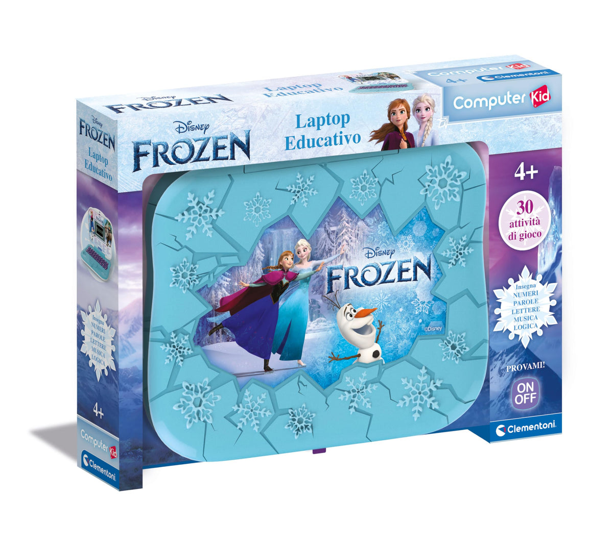 Clementoni Disney Frozen Laptop Learning Game, 4 Years, Kids, Electronic Gift, Italian Talking Computer, Letters, Numbers, New Words, Children's Technology, 16823, Multi-Colour