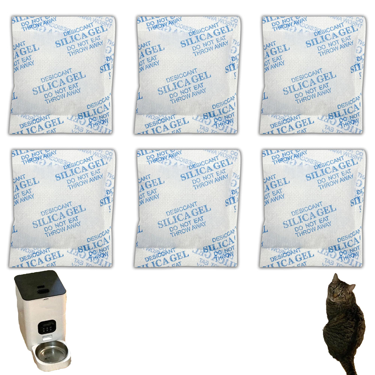 xcivi 6 Pack Pet Food Desiccant Bags for Voluas Automatic Cat Dog Pet Food Feeders Model VL001, VL002, VL003, VL004; Moisture-Proof Bag Desiccant Keep Pets Foods Dry and Fresh