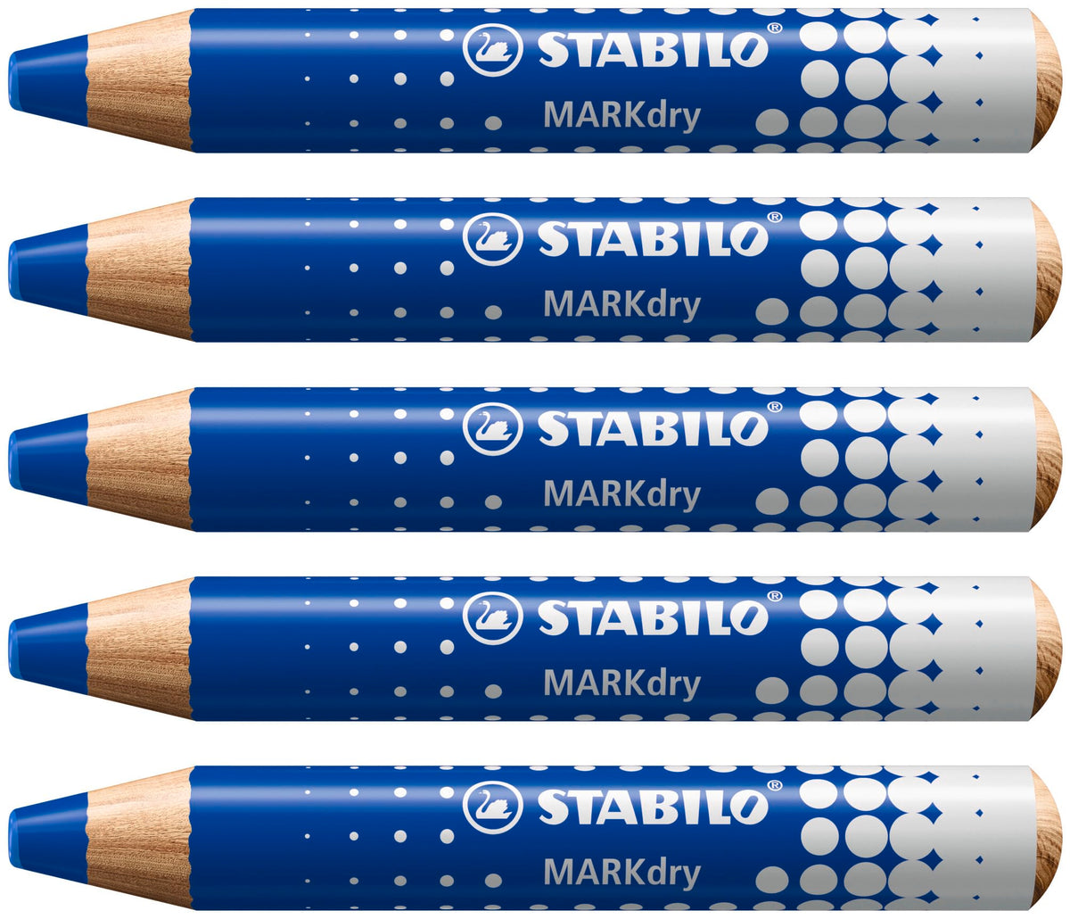 STABILO MARKdry Whiteboard and Flip Chart Marker Pack of 5 Blue