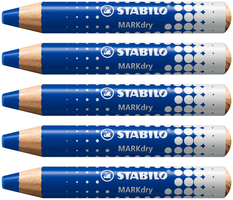 STABILO MARKdry Whiteboard and Flip Chart Marker Pack of 5 Blue