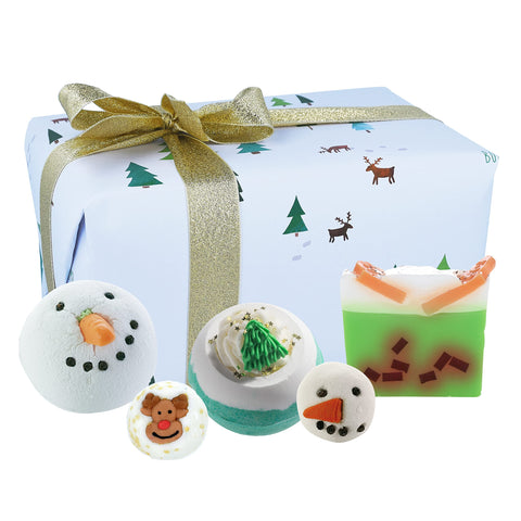 Bomb Cosmetics Snow Flurry Bath & Body Wrapped Gift Pack, Contains 5-Pieces