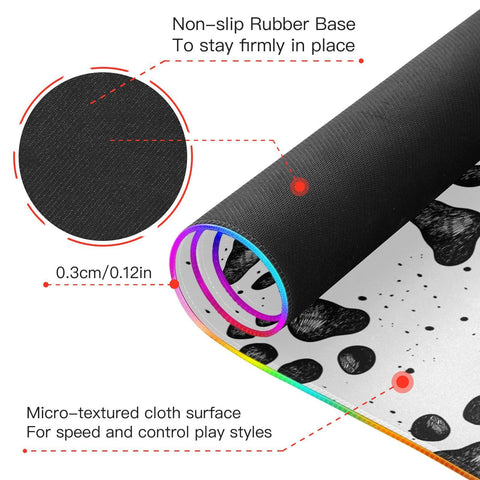 Black Dog Paw Wireless Charging Mouse Pad for Mobile Phone Extra Large Gaming Mousepad with 13 Lighting Modes Mouse Mat for Gaming MacBook PC Laptop Desk Office Home