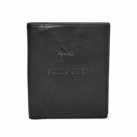 Fossil Leather RFID Blocking Passport Holder Case Wallet , Black (Model: MLG0358001)