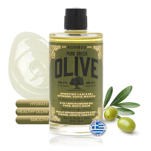 KORRES Natural Pure Greek Olive 3 In 1 Nourishing Oil 100 ml, Vegan