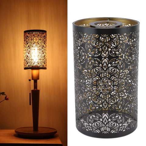 Black Lamp Shades for Table Lamps, Drum Lamp Shade Pendant Light Shade Chandelier Shades Iron Cylinder Lampshade Shadow Hanging Lamp Shades for E27 E26 Bulbs, 7.9x4.7x4.7 Inch