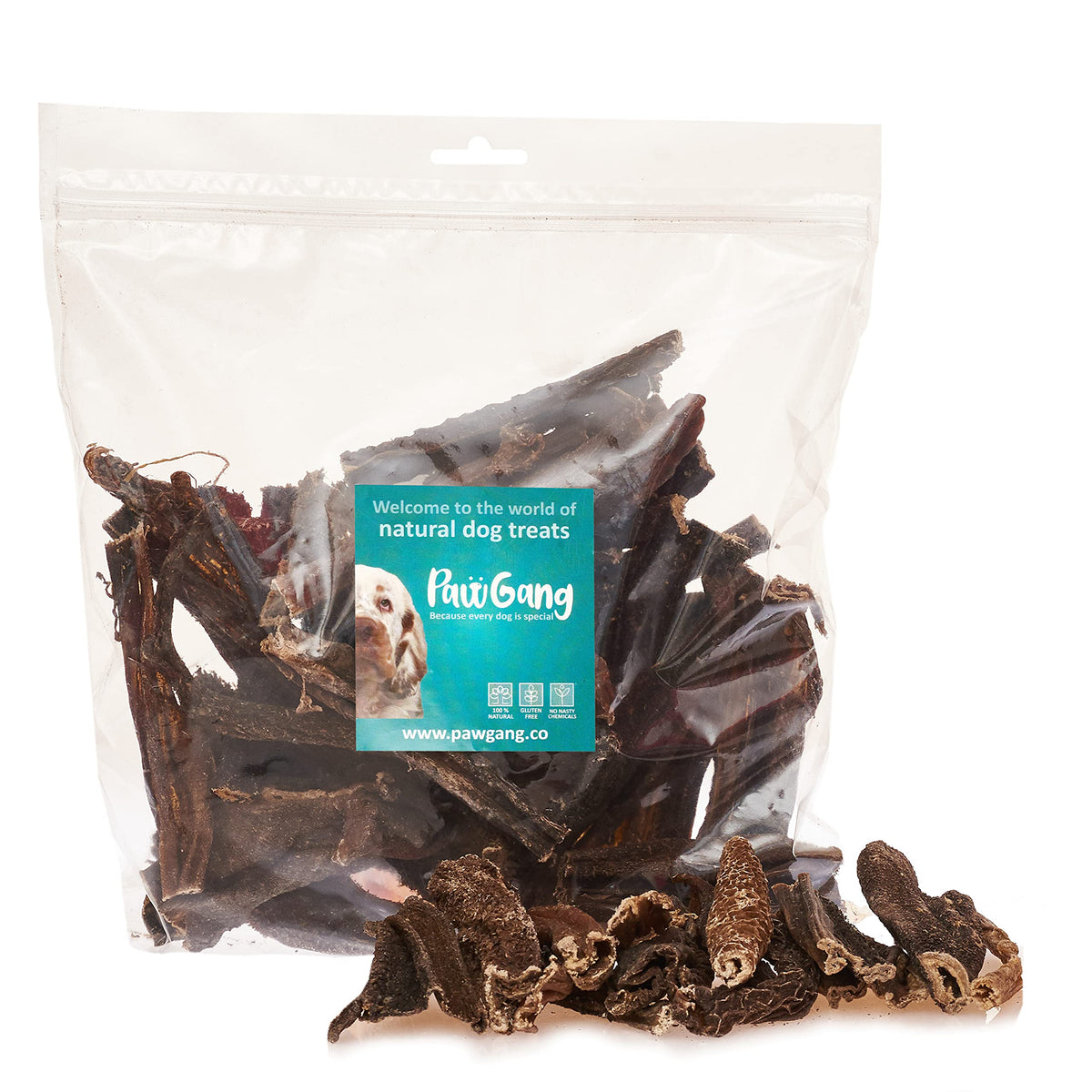 PawGang - Beef Tripe Rumen Gullet 500g - 100% Natural EU Sourced Treats for Dogs Puppies Young Adult Old Small Large Dog - Air Dried Chews Snacks - Healthy Hypoallergenic - Low Fat Grain Free BARF Raw