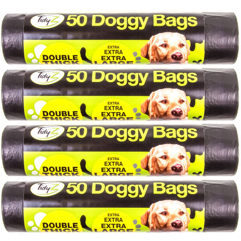 White Hinge Extra Large Super Strong 200 x Doggy Bags - 38cm Poo/Waste Pickup - Tie Top Mess Holders | UK COMPANY