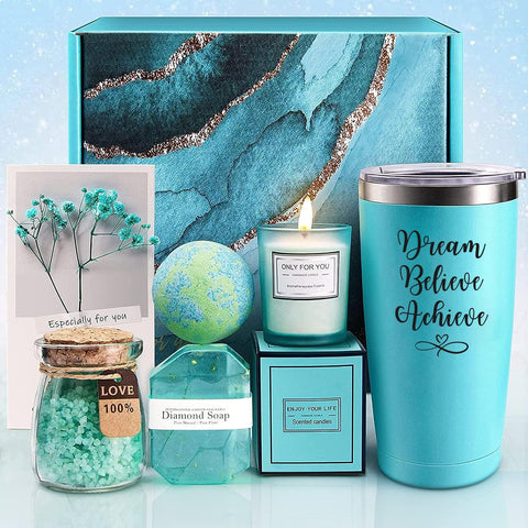 SABR pamper Gift Box Set for Women (7 items) - Unique Self Care Package Relaxation Spa Bath Set for Her, Wellbeing Get Well Soon Gifts for Women, Ladies gifts Thank you gifts Pamper Gifts for Women