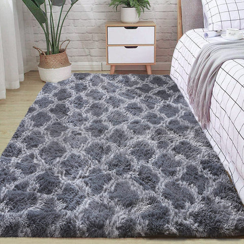 Leesentec Area Rug Anti Slip Rug Shaggy Grey Carpet Rugs Living Room Large Fluffy Carpet Rug for Bedroom Samll Carpet Shaggy Floor Rug (Dark Grey, 135 * 185cm)