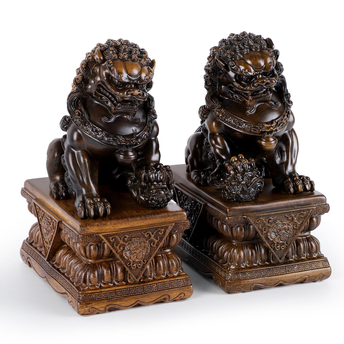 Obxquisite Pair of Foo Dogs, Chinese Guardian Lion Statues, Feng Shui Fu Foo Dogs Decor for Indoor Outdoor Ward Off Evil Energy, Store Opening Gift and Housewarming Gift