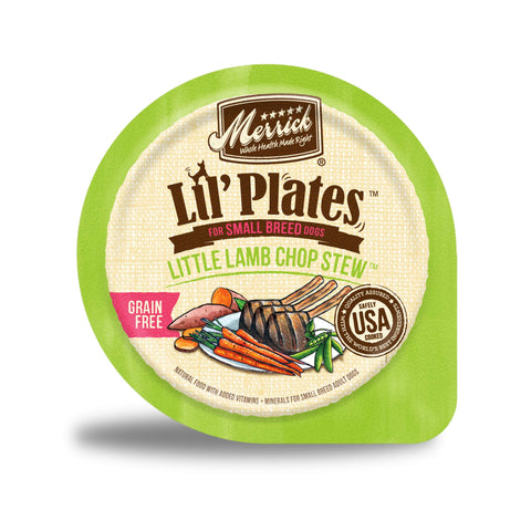 Merrick LilÃƒÆ’Ã†â€™Ãƒâ€šÃ‚Â¢ÃƒÆ’Ã‚Â¢ÃƒÂ¢Ã¢â€šÂ¬Ã…Â¡Ãƒâ€šÃ‚Â¬ÃƒÆ’Ã‚Â¢ÃƒÂ¢Ã¢â€šÂ¬Ã…Â¾Ãƒâ€šÃ‚Â¢ Plates Grain Free And Gluten Free Natural Wet Dog Food For Small Dogs, Soft Little Lamb Chop Stew - (12) 3.5 oz. Tubs