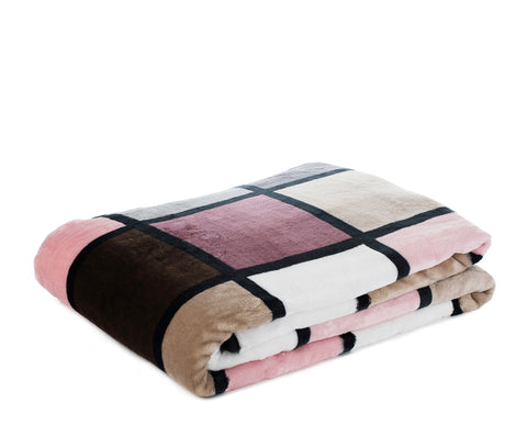 Gözze - Soft Blanket, Cashmere Feel, High Fabric Weight 500 g/m², Antigua, 150 x 200 cm - Dusty Pink/Taupe/Berry