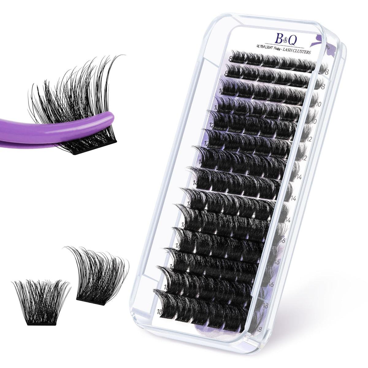 Lash Clusters F01 Fluffy Individual Lashes 84 Pcs Ultralight Eyelash Clusters B&Q DIY Cluster Eyelash Extensions at Home Wispy Lash Extension Light as Feather Cluster Lashes (F01-D-8-18mm)