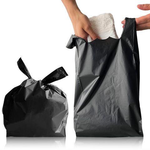 Large Adult Nappy Disposal Bags Black | 200 Pack | 10% Thicker Nappy Sacks | Odour Free Sanitary Disposal Bags | Easy Tie Handles Nappy Bags