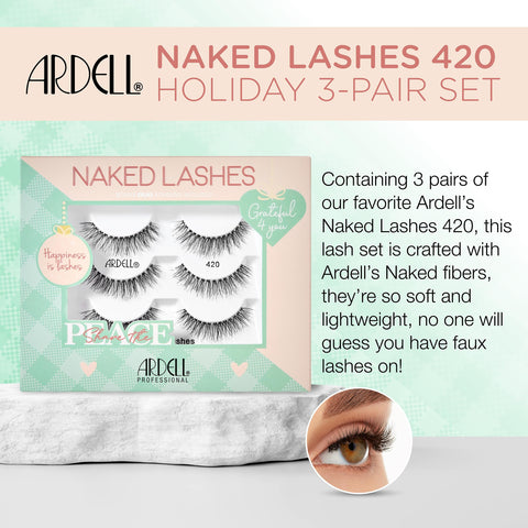 Ardell Naked Lashes 420 Holiday 3-pair Gift Set, 1 Pack