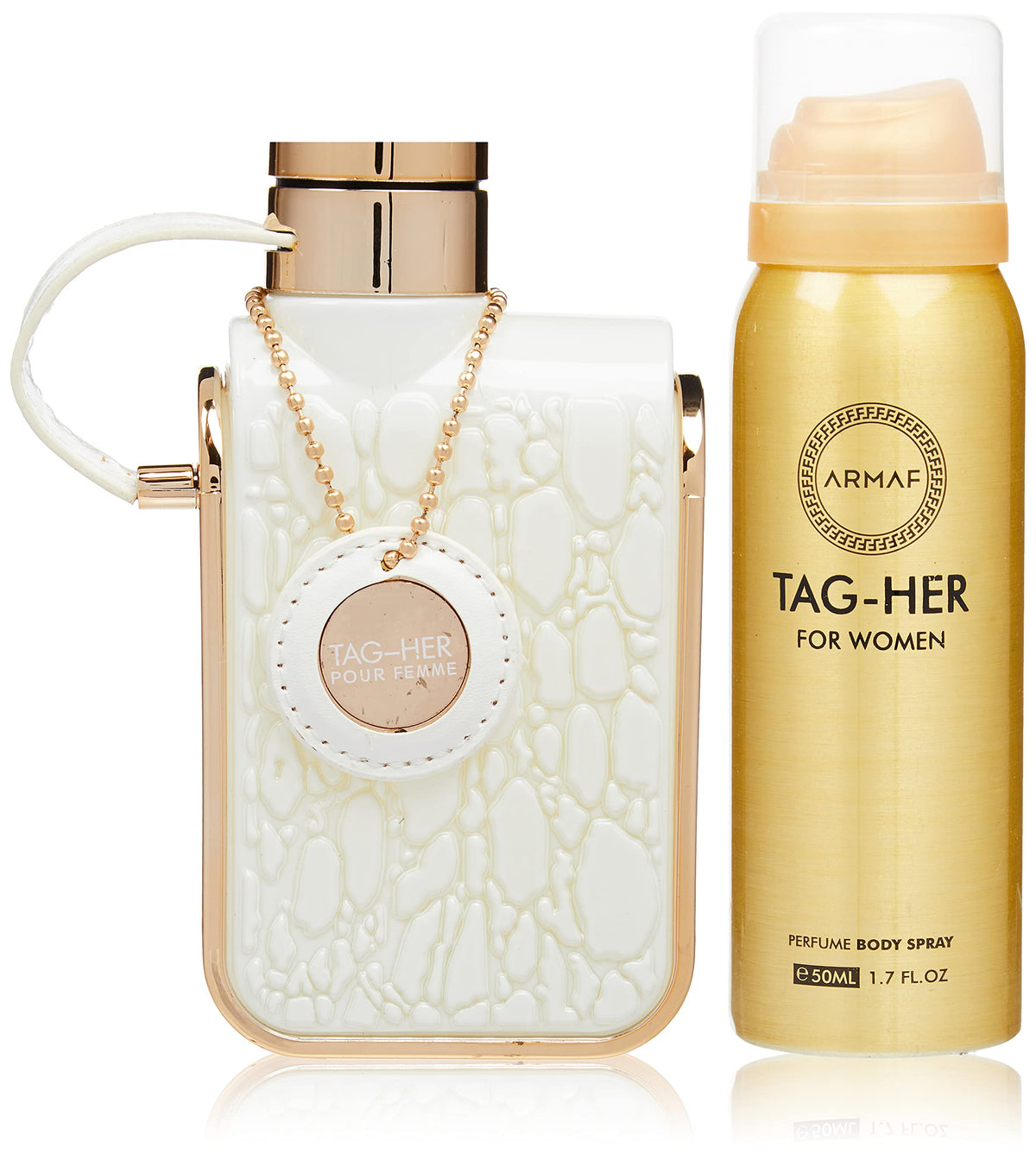 ARMAF Tag Her 4-Piece Set for Women, (3.4 Oz Eau De Parfum + 3.4 Oz Body Lotion + 1.7 Oz Body Spray + 8.4 Oz Body Mist)