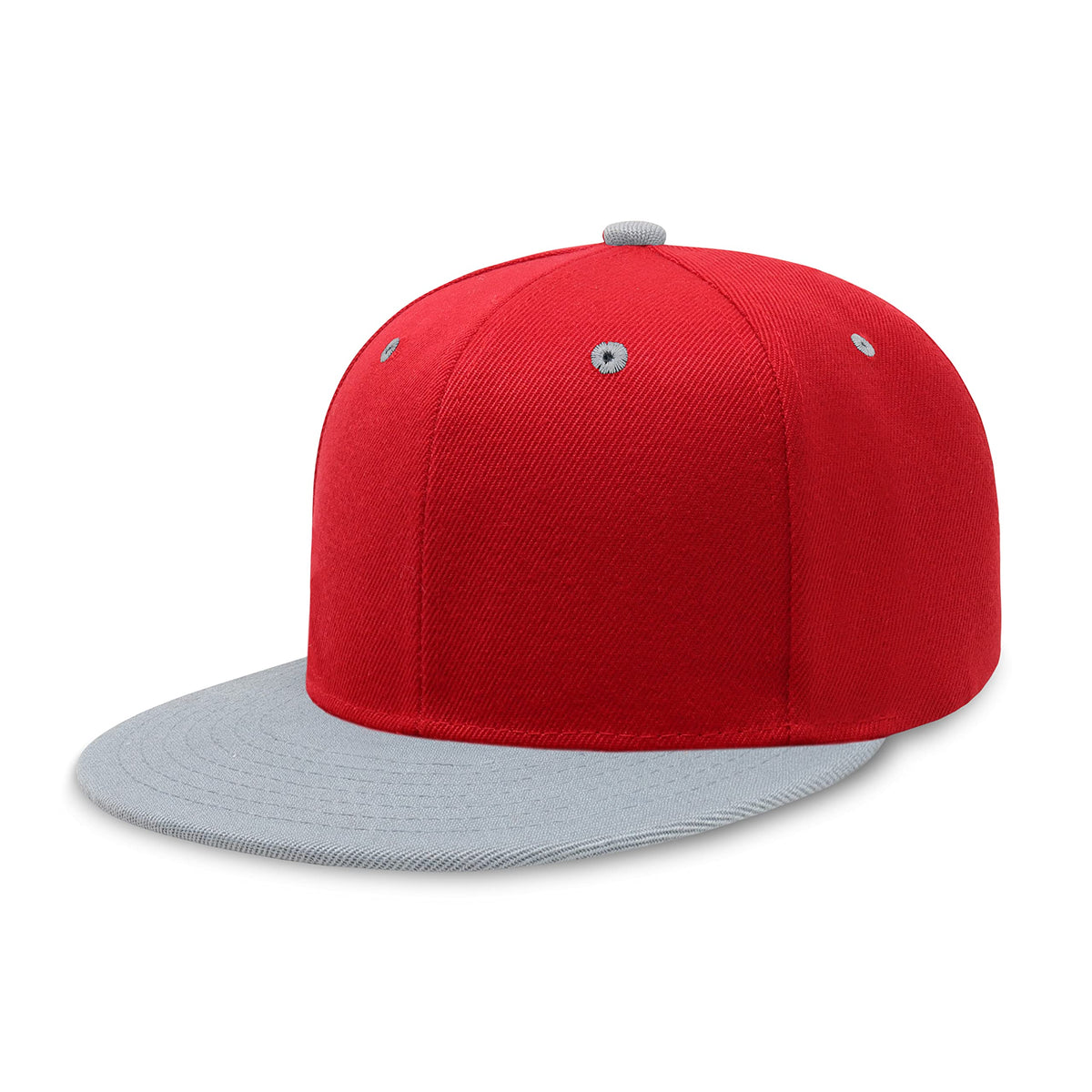 CHOK.LIDS Flat Bill Visor Classic Snapback Hat Blank Adjustable Brim High Top End Trendy Color Style Two Tone Baseball Cap (Red/Light Grey)