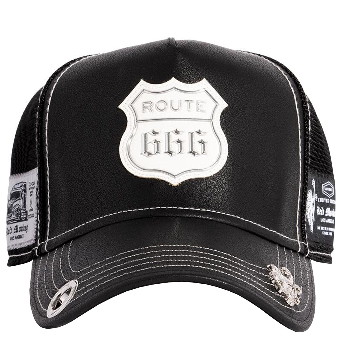 Red Monkey Designs Route 666 Limited Edition Unisex Trucker Snapback Hat Cap RM1464 | 2 Colors (Black)