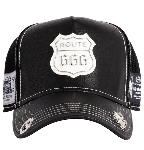 Red Monkey Designs Route 666 Limited Edition Unisex Trucker Snapback Hat Cap RM1464 | 2 Colors (Black)
