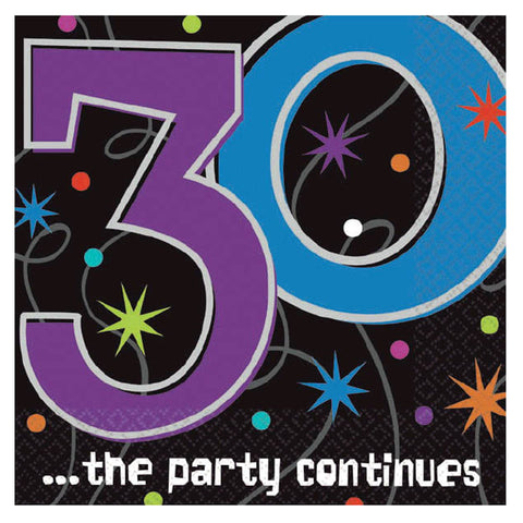 "30 ...the party continues" Beverage Napkins, Party Favor