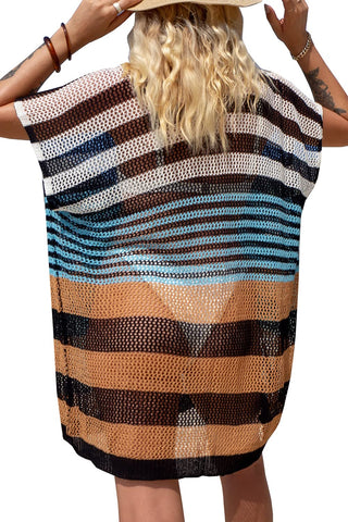 YouKD Women's Summer Crochet Tunic Tops Boho T-Shirt Beach Cover Poncho OneSize Tees Blue Black