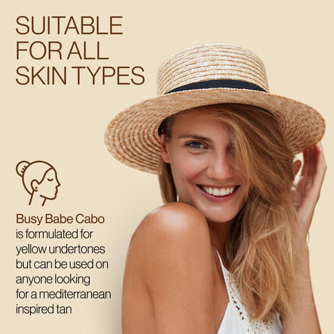 Busy Babe Cabo Rapid Fast Natural Dark Bronze Self-Tanning Mousse, Includes Application Mitt, Natural looking self tanner made for all skin types and tones! Cruelty free and vegan