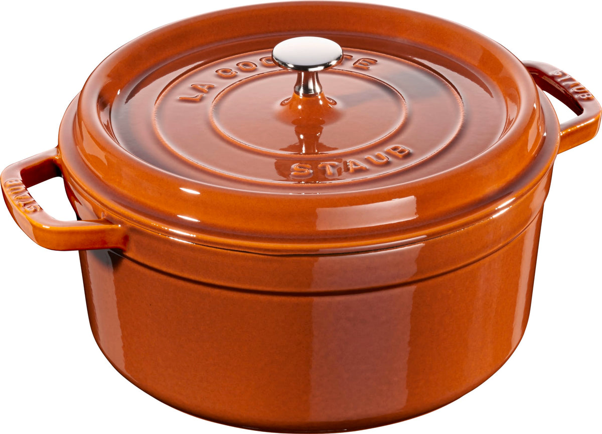 STAUB Cast Iron Roaster/Cocotte, Round, 28 cm, 6.7 L, Cinnamon